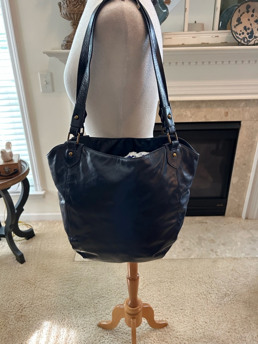 Latigo Navy Leather Tote Bag